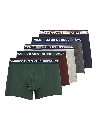 Jack & Jones Jacoliver Trunks 5 Pack Bóxer, Hombre, Dark Grey Melange, M