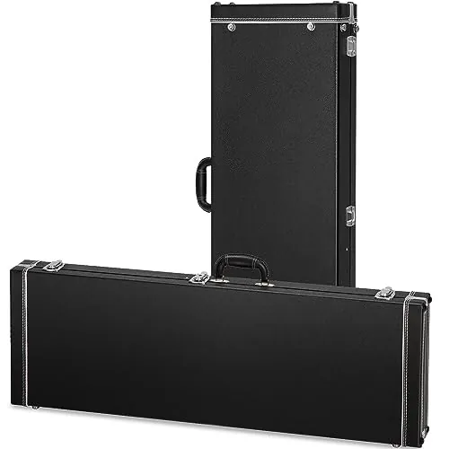 CAHAYA Estuche Rígido Guitarra Eléctrica Portátil Cuadrado: Funda Dura Tipo Maletín para Guitarra Eléctrica Estándar, Carcasa Resistente con Cierre Seguro, Protección Antigolpes, Línea Negra y Blanca