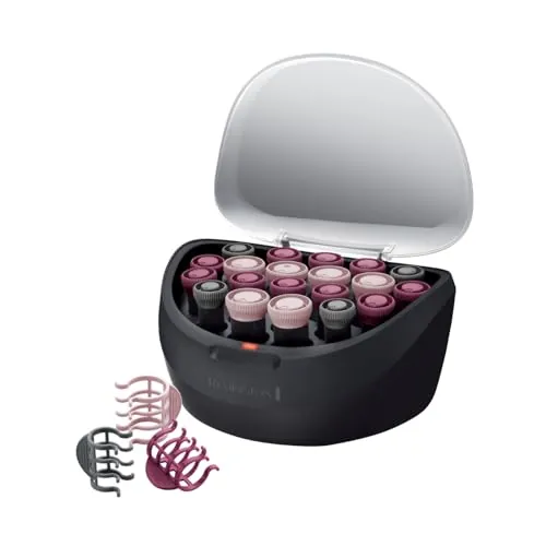 Remington Set de Rulos Ionic Rollers, Rulos Calientes, Iones para Cabello Sin Encrespamiento, 20 Rulos para el Pelo: 4 de 20 mm, 10 de 23 mm y 6 de 27 mm, 20 Pinzas, Indicador Encendido, H5600