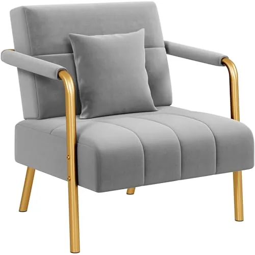 Yaheetech Sofá Individual Sillón SalónTapizado con Reposabrazos Gris