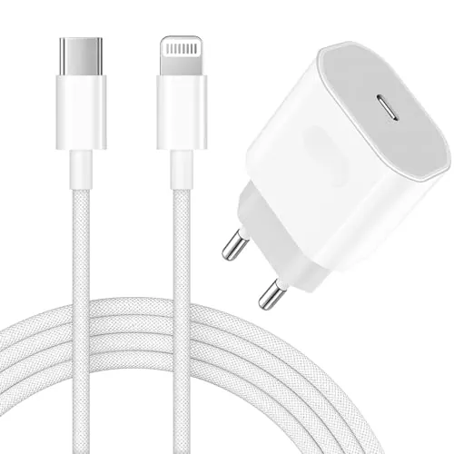 Cargador Carga Rápida para iPhone 14/13/12/11/Pro MAX Plus Mini SE XR X XS, Certificado Apple MFi Cable Lightning 1m con Cargador Rápido 25W USB-C, USB-C Power Delivery Charger