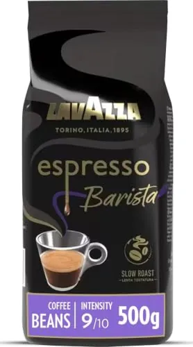 Lavazza, Espresso Barista Intenso, Café en Grano Natural Tostado, Ideal para Máquina de Café Espresso o Superautomática, con Notas Aromáticas de Cacao y Madera, Intensidad 9/10, Tueste Medio, 500 g