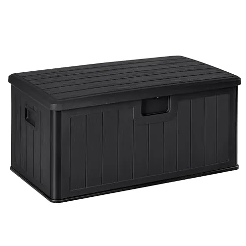 Baúl exterior almacenaje de resina impermeable multiusos 450L | Arcón de jardín resistente a la intemperie | Almacenamiento de cojines, herramientas o juguetes | Cofre organizador con tapa y asas