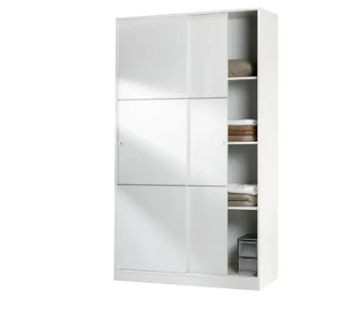 Habitdesign Armario 2 Puertas Correderas, 200x120x50 (AltoxAnchoxFondo - en cm), Armario Dormitorio, Barra de Colgar y Estantes, Color Blanco Brillo