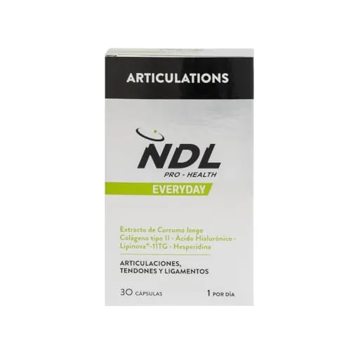 NDL Pro-Health Articulations | Colágeno Tipo II + Ácido Hialurónico + Cúrcuma + Vitamina C | Soporte para huesos, cartílagos y articulaciones | Contiene aceite de pescado | Rafa Nadal & Cantabria Labs