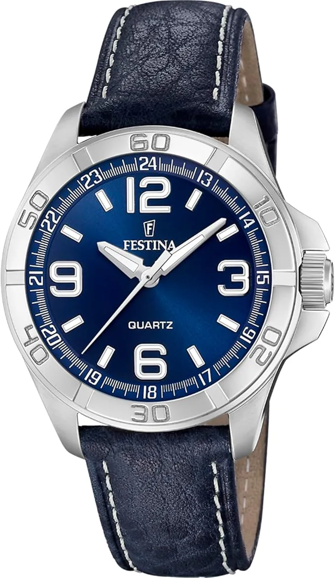 Festina Reloj Analógico Hombre de Cuero - Movimiento de Cuarzo - Reloj Hombre - Estilo Vintage y Elegante - Resistente al Agua 5 ATM - F20444 - Caja de Acero Inoxdiable - Special Prices