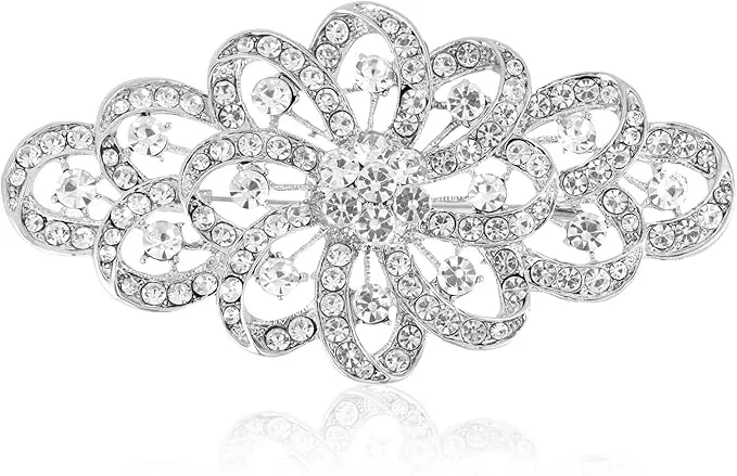 Mikovivi Broche de Boda para Mujer, Broche Flor Nupcial con Diamantes Imitación Plateados para Vestido Novia raMo Novia Chal y Accesorios de Atuendo Formal
