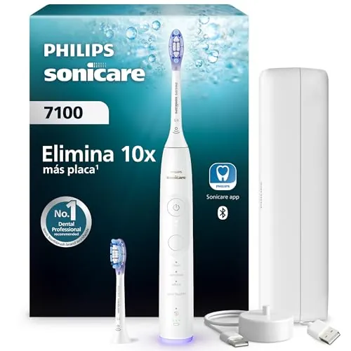 Philips Sonicare 7100 cepillo dental eléctrico, sónico, aplicación, 4 modos de cepillado, 3 niveles de intensidad, EasyStart, blanco, modelo HX7420/02 [Nueva Tecnología]