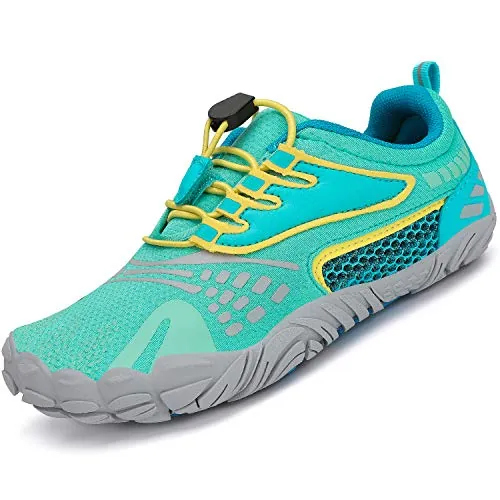 SAGUARO Zapatillas de Trail Niñas Calzado Descalzos Niños Zapatillas de Deporte Fitness Transpirables Minimalistas Barefoot Zapatos Senderismo Antideslizantes Exterior Verdeprofundo 35 EU