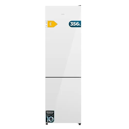 Cecotec Frigorífico Combi Bolero CoolMarket Combi 356i White Glass E. 200cm de Alto, 59,5 cm de Ancho, Clase E, Tecnología Multi Airflow, FreshnessFlex y HumidityFlex HUB, Blanco