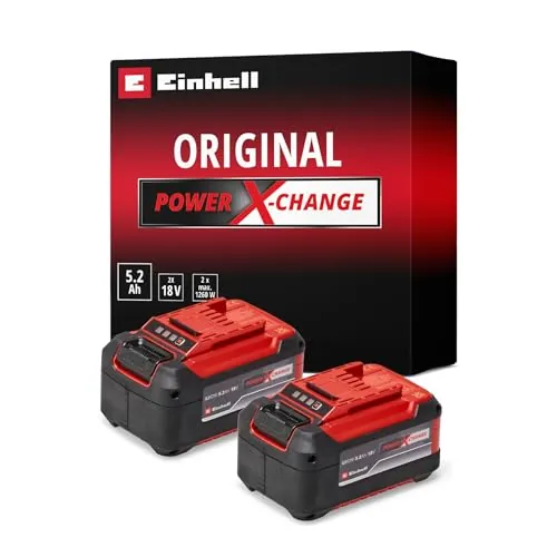 Einhell PXC-Twinpack 5.2 Ah Power X-Change (Li-Ion, 18 V, 2X 5.2 Ah, Apta para Todos los Dispositivos PXC, gestión proactiva de la batería, ciclos de Carga adaptados a la situación)