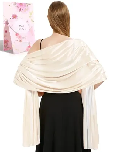 Heekpek Bufanda Satén Grande para Mujer, Chal Brillante para Vestidos, Ceremonias y Boda