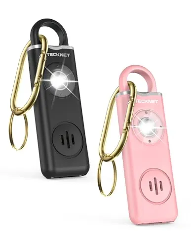 TECKNET Alarma Personal Mujer Emerg 130dB Luz Estrobosc Recargable