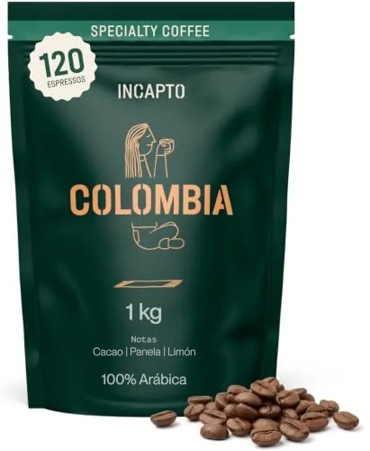 Incapto Café en Grano de Especialidad 1kg | Origen Colombia | 100% Arábica | Specialty Coffee 84 puntos SCA | Tueste Natural y Artesanal | Finca Huila, Cadefihuila