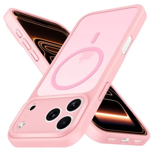 ivoler Funda Magnética para iPhone 17 Pro MAX, Compatible con MagSafe, [Protección Militar] Carcasa Protectora Antigolpes Antiarañazos Translúcida Mate Trasera Fina Case, Rosa Claro