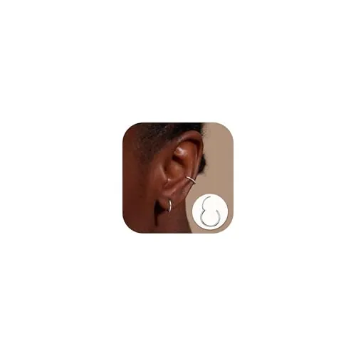 MILACOLATO G23 Pendientes de Aro Titanio Para Mujeres Hombres Adolescentes Grado de Implante Hipoalergénicos Ligeros Pendientes de Aro Pequeños Plata 8mm