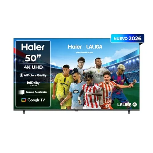 Haier K85 4K UHD 50" H50K85GUX, Smart TV con Google TV, Chromecast, Dolby Audio, HDR10, MEMC, AI Picture Quality, Bluetooth 5.1, Gaming Accelerator 120Hz, USB 2.0 x 2, DBX TV, HDMI 2.1 x 4 [2026]