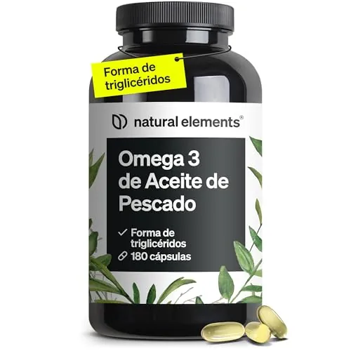 Omega 3 2000 mg - Aceite de pescado en forma de triglicéridos - 180 Cápsulas con EPA y DHA - Purificado minuciosamente y procedente de anchoas de Perú - Probado en laboratorio