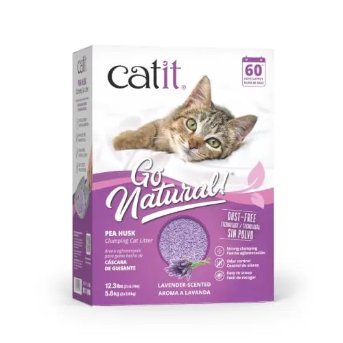 Arena para Gatos Aglomerante de Cascara de Guisante Go Natural, Lavanda