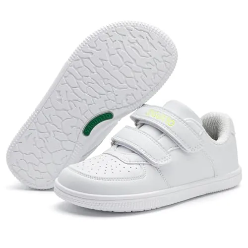 SAGUARO Zapatillas Barefoot Niños Niñas, Zapatos Barefoot Minimalistas con Suaves Ligeros para Uso Diario, Colegio, Parque Infantil, Interior y Exterior, Blanco, Gr.31