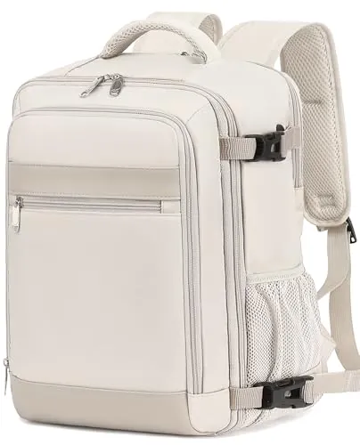 KLOSTAIN Mochila Viaje Cabina Avion 45x36X20 para Easyjet 30L Mochila Cabina Equipaje de Mano Bolso Mochilas Hombre Mujer para Portatil de 15.6 Pulgadas Mochila de Viaje Trabajo Escuela Beige