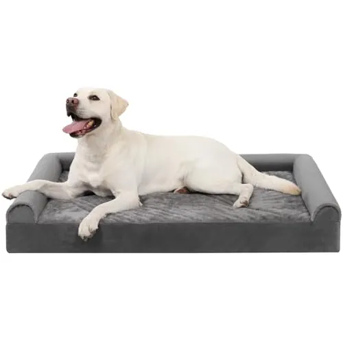 KSIIA Cama Perro Grande 105x70x18cm Cama Ortopédica para Perros Grandes Sofá para Perros Lavable y Desenfundable, XL Gris