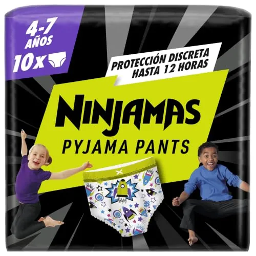 DODOT Ninjamas Pañal Branguita para Pijama con Naves Espaciales, 60 Pañales de Pijama, 4-7 Años, 17kg-30kg, Protección contra fugas toda la noche