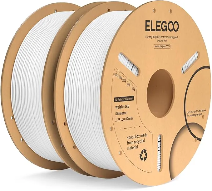 ELEGOO Filamento PLA+ 1.75 2KG Blanco, Filamento PLA Plus para Impresora 3D, Precisión Dimensional +/- 0.02mm, Carrete Filamento 3D,para Mayoría Impresoras 3D