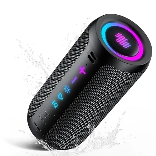 TIMU Altavoz Bluetooth Portátil 25W con Graves Profundos | Bluetooth 5.4, EQ 2 Modos, IPX7 Impermeable, TWS, 24H Reproducción, RGB, AUX y Micro SD