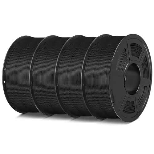 SUNLU 4KG Paquete de Filamentos PLA Mate, Filamento para Impresora 3D PLA con Acabado Mate de 1.75 mm ±0.02 mm, 1kg por Bobina, 4 Paquetes (Negro+Negro+Negro+Negro)