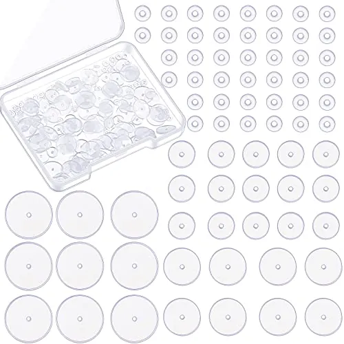 Hicarer 200 Discos de Perforación Transparente de Bulto Perforante 3/5/ 7/9 mm Espalda Tapón de Aretes de Silicona Almohadilla Plástica para Estabilizar Parche Soporte de Lóbulo Oreja, 4 Tamaños