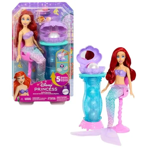 Mattel Disney Princess Ariel Sirena Muñeca de Moda y Tocador Sorpresa