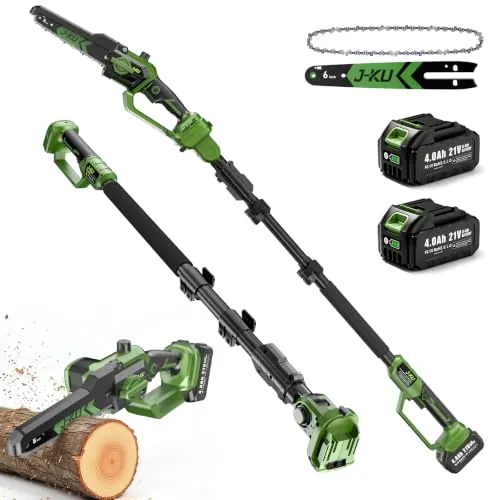 J-KU Motosierra de Pértiga para Poda, Mini Motosierra 2 en 1, 20/15 cm