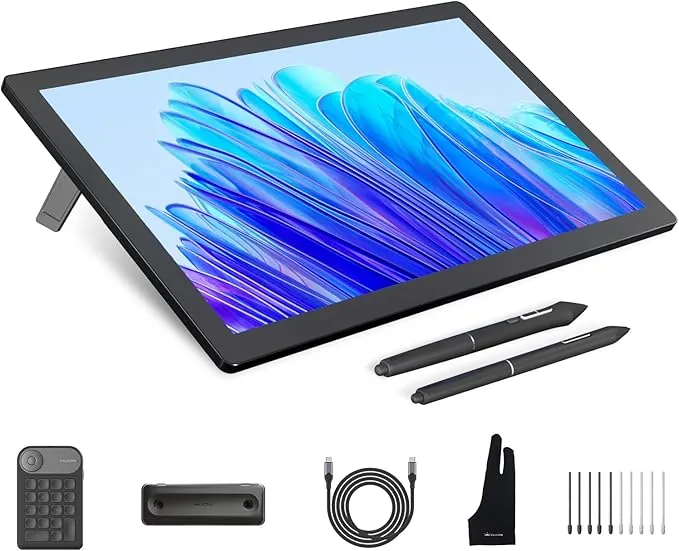 HUION Kamvas Pro 19 4K UHD Tableta Gráfica con Pantalla Táctil,Tableta de Dibujo de 18,4 Pulgadas con 1,07 mil Millones de Colores,Lápiz óptico PenTech 4.0,Presión de Lápiz 16384, Keydial Mini K20
