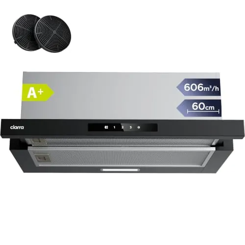 CIARRA CBCB6909A Campana Extractora Telescópica 60cm Negra 606 m³/h