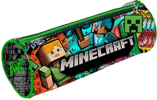 Kids Licensing - Estuche Escolar Redondo de Minecraft para Niños