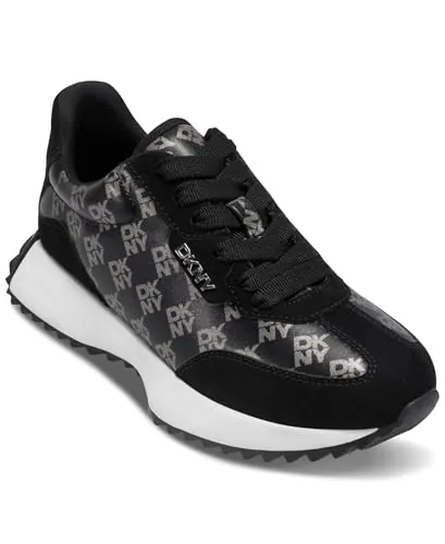 DKNY Naples-Lace Up - Zapatillas Deportivas para Mujer, Color Negro y níquel, Talla 35 EU, Negro y níquel, 35 EU