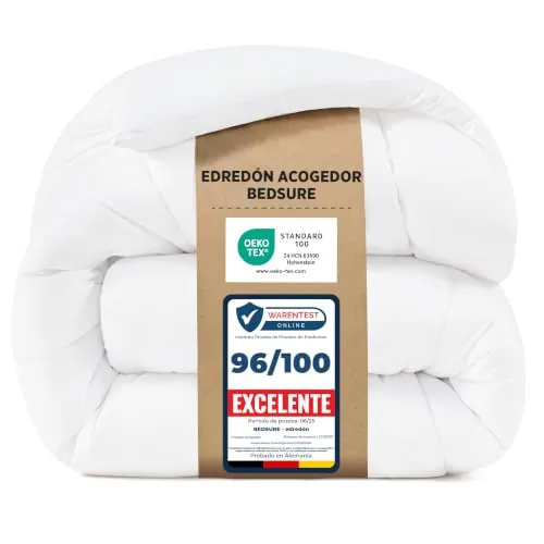 Bedsure Edredón Relleno Nórdico 240x260 - Cama 150, Doble Invierno, Blanco