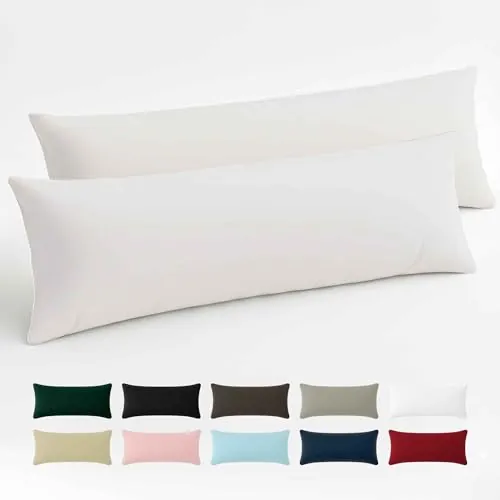 Dreamzie - Funda Almohada 40x145 cm - 100% Algodón Reforzado - Blanco