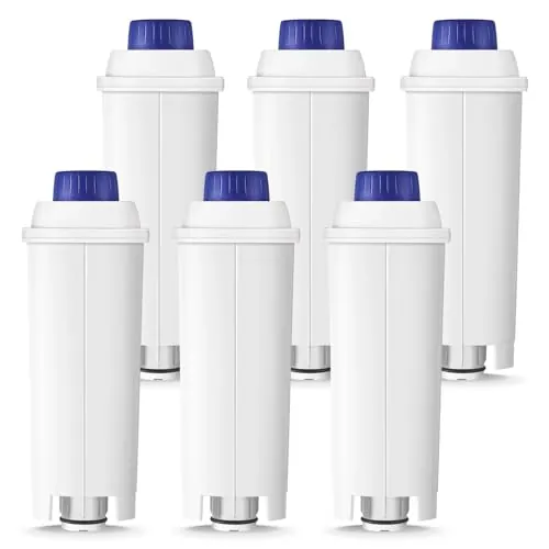 Molifal Filtro de Agua, Reemplazo para Filtro DLSC002, Compatible con Cafeteras De'Longhi Dinamica, Magnifica S, Eletta Explorer, ETAM Autentica EPAM y Serie ECAM (paquete de 6)