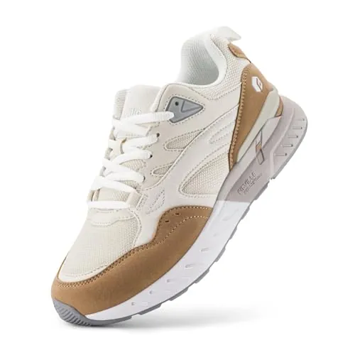 FitVille Zapatillas Deportivas de Horma Ancha para Mujer, Cómodas para Caminar y Correr Zapatos Ligeros 38.5 EU Ancho Beige