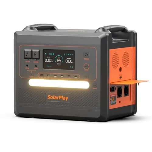 SolarPlay Estacion de Energia portatil 2400W Generador Electrico Solar 2304Wh, Portable Power Station LiFePO4 Generadores Solares para Camping Hogar Viajes Emergencias, 13 Conectores