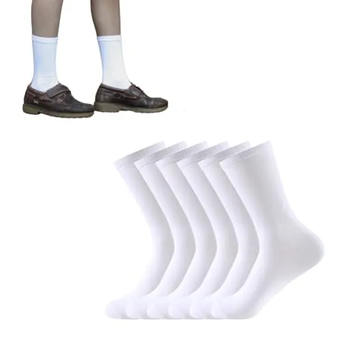 Balseti Calcetines Lisos Bajos. 85% Algodón. Unisex Niño, Niña. Modelos para Uniformes, Colegio, Trajes, Ejecutivos. Pack 6 Pares Transpirables. (FR/ES, Números, 28, 35, Regular, Blanco)