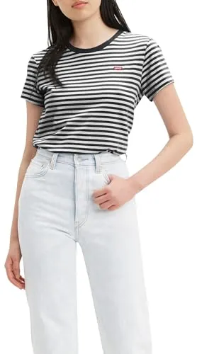 Levi's Perfect Tee, T-Shirt para Mujer, Raita Stripe Caviar, L