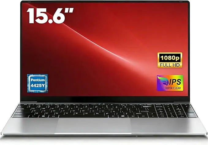 FUNYET Ordenador Portátil 15.6” RAM 16GB SSD 256GB Soporta TF 1TB Win11 Pro 1920x1080 FHD (Procesador 2 Cores 4425Y), Portatil con WIFI5, BT4.2, USB3.0x2, HDMI para Estudiantes y Oficina - Plata