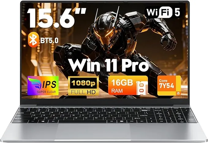FUNYET Laptop,2026 Laptop Offerta da 15,6 Pollici Ordenador Portátil,16 GB di RAM, SSD da 512 GB,Core i5-7Y54 PC Portátile,IPS FHD 1920x1080 Notebook,5000 mAh,Slot per scheda TF,Type-C
