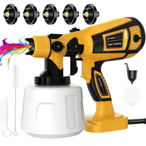 TOPALL Pistola Pintura Electrica,Pistola para Pintar Paredes y Techos,850W 32000PRM 1400ML HVLP Pistola Pintar Electrica Pulverizador de Pintura,con 5 Boquillas y 3 Patrones