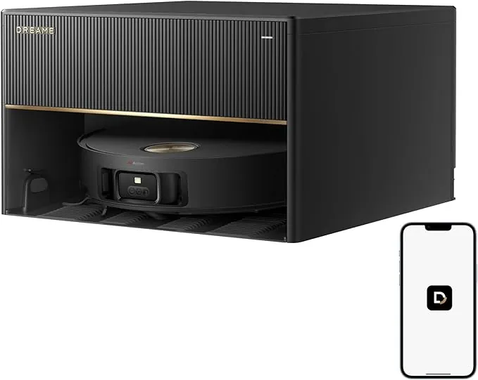 DREAME X50 Master Robot Aspirador con Estación Base Compacta de 24.9 cm, Llenado y Vaciado Automáticos, Estación Base 8 en 1, Evasión de Obstáculos, Limpia Debajo de Muebles Bajos, Succión 20.000 Pa