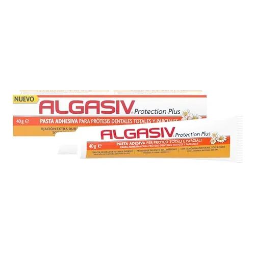 Algasiv Protection Plus Crema Fijadora Prótesis Dentales Totales Y Parciales, 40 g