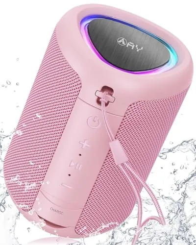 AY Altavoz Bluetooth Portátil con Luces, Impermeable IPX5, Parlante Estéreo, Entrada AUX&TF-Card, Autonomía de 24H, Altavoz Inalámbrico Bluetooth 5.3 Compacto para Camping,Viajes, Aire Libre